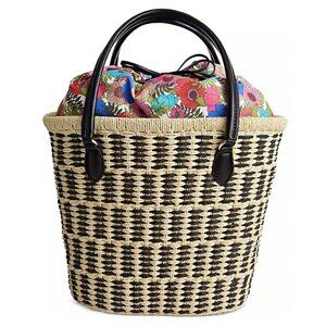 On 34th Isabellaa Women's Straw Medium Drawstring Tote Botanical (MSRP $130)